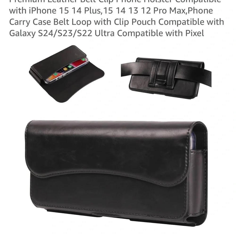 Black Leather Phone Holster